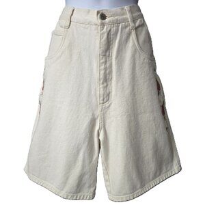 Bill Blass Embroidered Denim Shorts 14 High Rise Mom Rose White Jean Vintage 90s